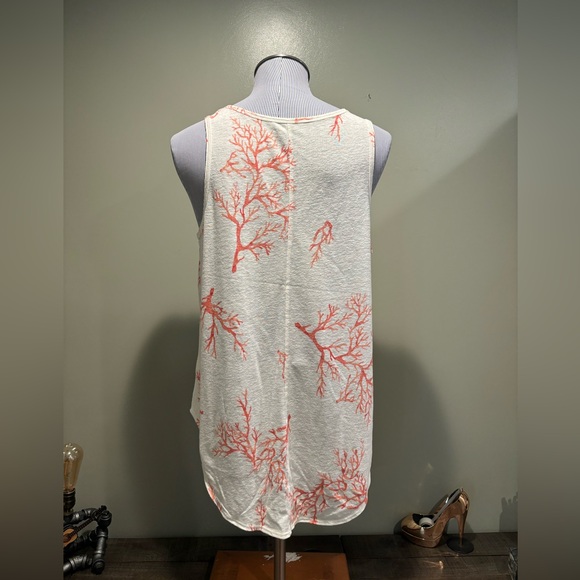 Old Navy White/Orange Tank Top.  Size Large.  Linen/Polyester Blend - Picture 2 of 4